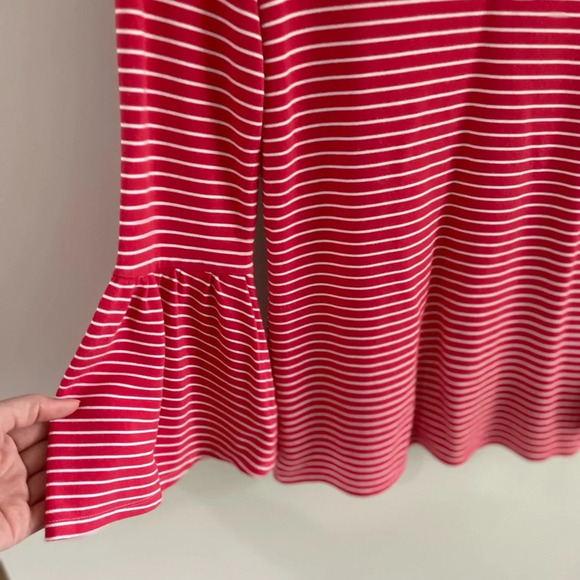 Tyler Boe Scoop Viscose Bell Sleeve Striped Top - Red/White - Picture 3 of 8